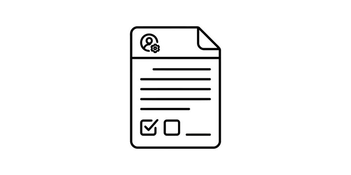 Document checklist with checkmark icon, task completion.