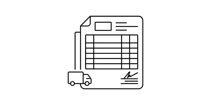 Invoice with delivery truck icon for shipping and financial transaction tracking.