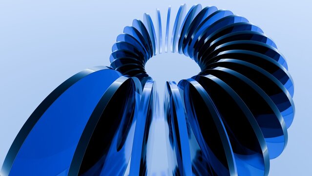 A Sculptural Spiral in Blue The image showcases a mesmerizing.