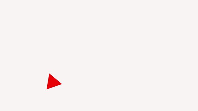 Minimalist red triangle shape against plain white background simple geometric moving across a clean backdrop