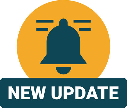 New update banner. Notification bell icon. Alert vector design.