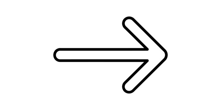 Forward arrow icon representing direction and progress for navigation and interface design.