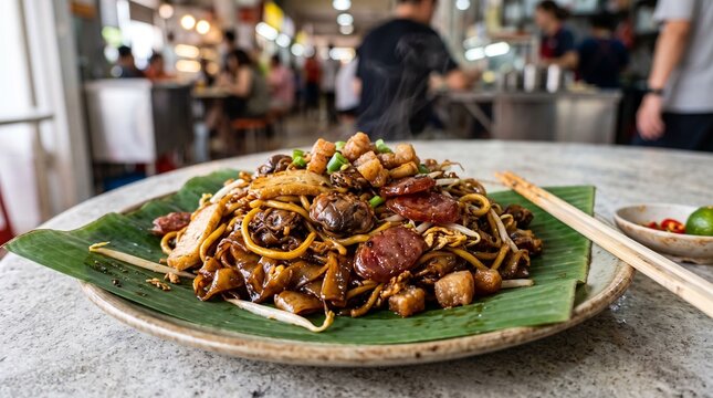 Stir Fried Singaporean Char Kway Teow Noodles with Cockles
