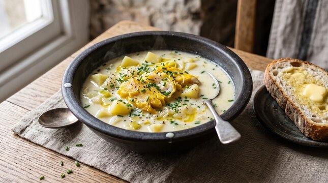 Traditional Scottish Cullen Skink Smoked Haddock Soup