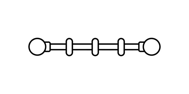 Simple line icon representing a curtain rod with finials on a transparent background.