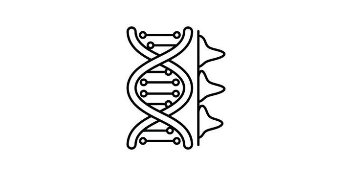 DNA helix structure with statistical distribution curves, symbolizing genetics.