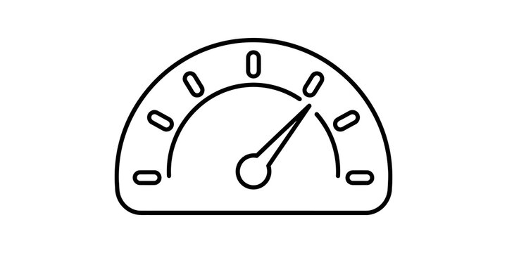 Speedometer gauge with needle indicating high speed or performance level.
