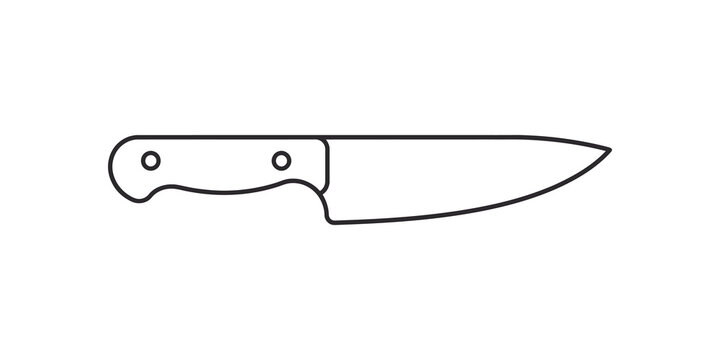Chef's knife outline with simple handle and pointed blade.