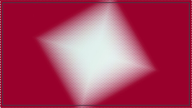 Abstract background, with a central, diamond shape formed, by a halftone, dot pattern in, white fading into, a deep red, border frame isolated on a transparent background