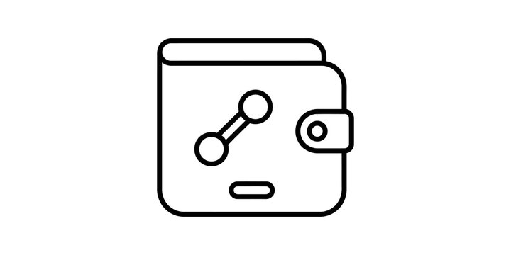 Digital wallet icon with connected nodes for finance and network concept.