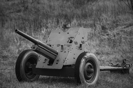 Russian Soviet 45mm Anti-tank Gun. It Was The Main Anti-tank Weapon Of Red Army
