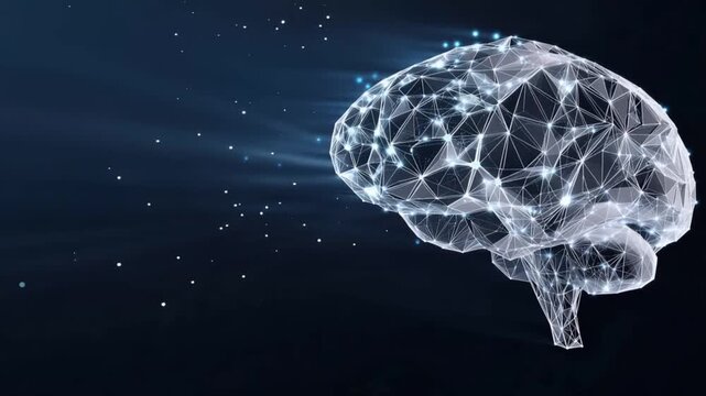 A glowing digital network brain, symbolizing artificial intelligence and advanced technology. ..Created with Generative AI, not depicting real subjects.