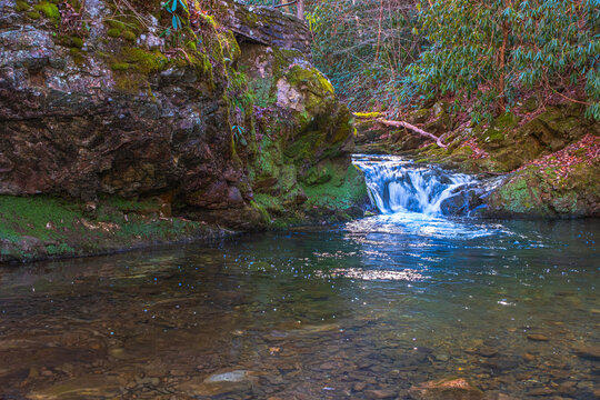 Soothing cascade meandering through the forest in the Cherokee NF in Tennessee, USA.