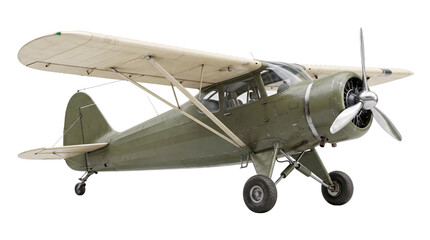 Vintage green biplane aircraft with isolated on transparent background © PNG Studio 99