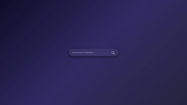 Minimalist purple interface with a centered search bar and magnifying glass icon.