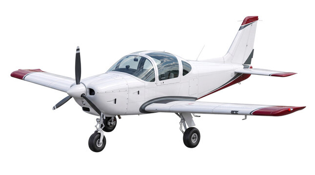 White and maroon single-engine isolated on transparent background