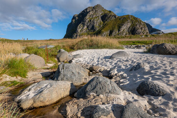Scenic beach landscape near Eggum on the Lofoten Islands, Norway © Comofoto