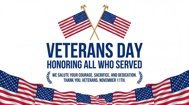 Honoring veterans day with crossed flags and patriotic american symbolism