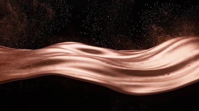 Abstract flowing liquid copper bronze metallic ribbon motion background