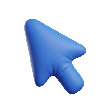 Blue 3D computer cursor arrow isolated