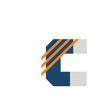 Abstract Geometric Shape with Orange Stripes