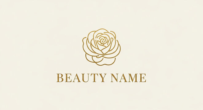 A minimalistic logo featuring a stylized rose and placeholder text.