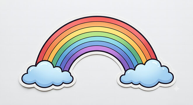 ​Watercolor rainbow sticker vector isolated on white background