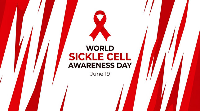 World Sickle Cell Awareness Day June 19 red ribbon poster