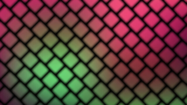 Modern abstract background with a diagonal grid pattern featuring a smooth gradient transition from vibrant green to deep magenta and red hues, creating a dynamic visual effect.