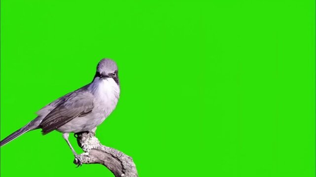 Bird Chirping on Branch Green Screen