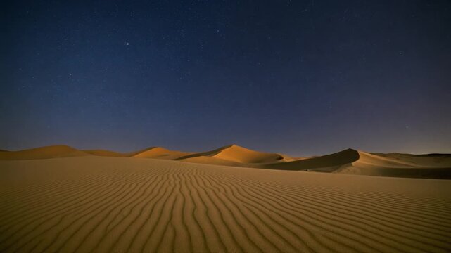 Desert Dunes at Night Under Starry Sky