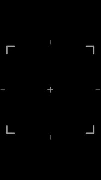 Minimalist digital focus brackets with crosshair animation on a black background.