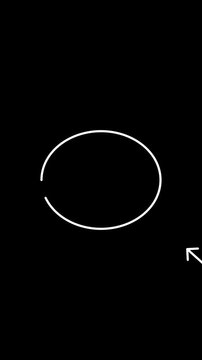 Hand drawn white animated callout marker with circle and arrow highlight on black background.