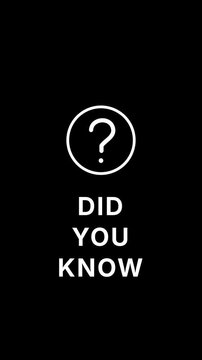 Kinetic typography animation of did you know text with a question mark icon on a black background.