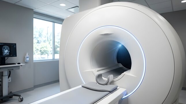 Modern medical scanner machine in a clinical hospital diagnostic room
