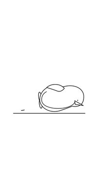 Minimalist line art animation of a cute penguin waddling across a white background.