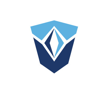 Abstract geometric shield logo with diamond shape