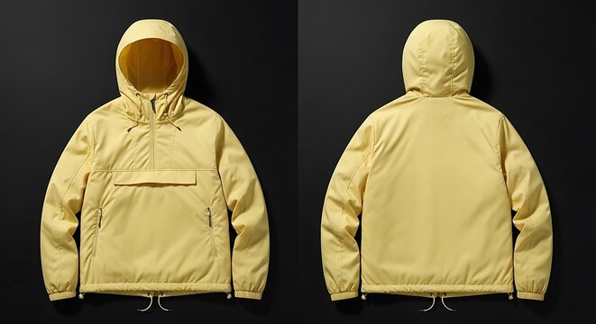 mockup of a pale yellow anorak jacket