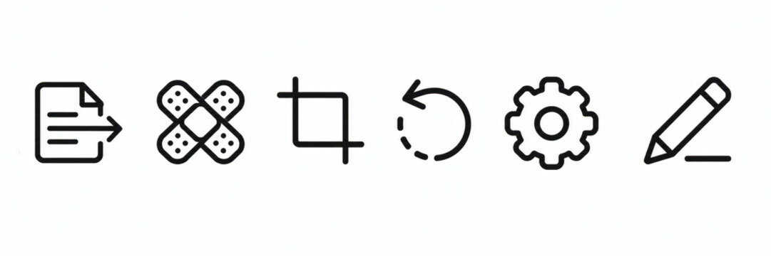 Set of minimalist outline user interface icons featuring essential symbols for web and mobile apps ideal for modern digital projects and graphic design