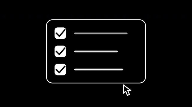 Digital animation of a cursor clicking checkboxes on a task management checklist to mark items as complete.