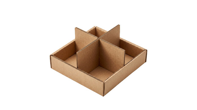 Four cell corrugated bottle divider insert isolated
