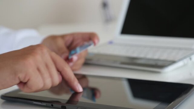 Digital Banking and Credit Card Payment at Modern Office