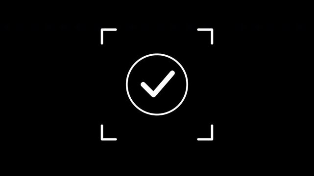 Animation of a digital QR code being scanned with a successful verification check mark reveal.
