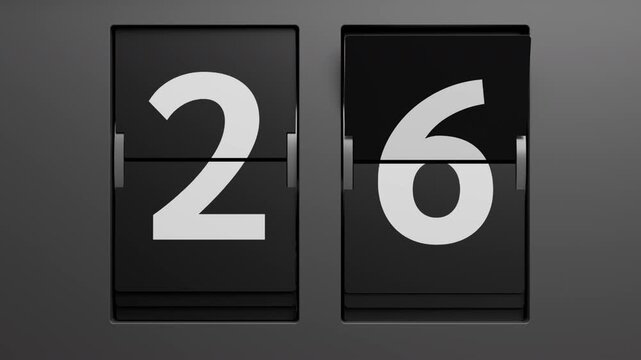 countdown timer of 30 second flip clock from 30 to 1,split flap number animation for party or celebration