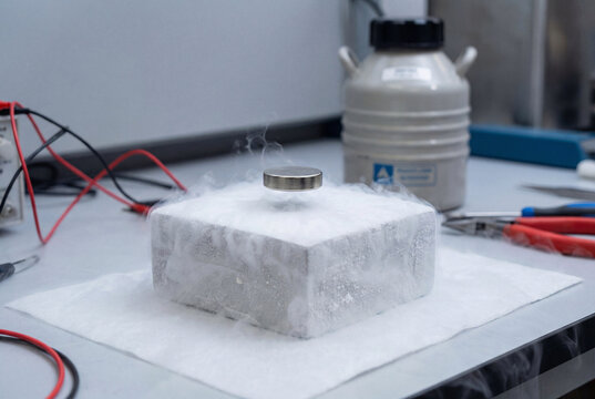 Frozen superconductor levitating a magnet, concept of quantum locking physics