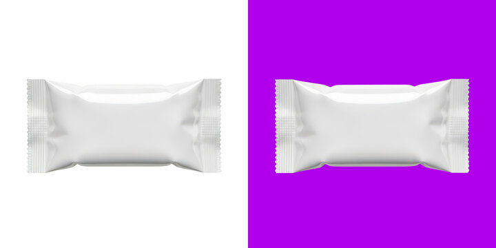 Blank white snack food wrapper mockup 3d transparent png