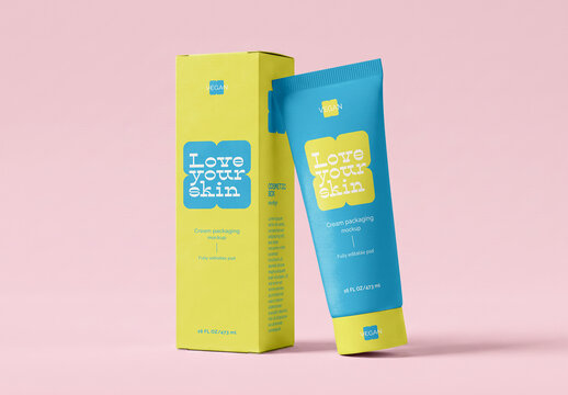Cosmetic Box and Tube Mockup