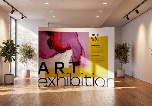 Curved Gallery Wall Poster Mockup