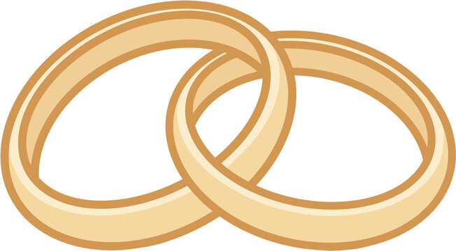 Interlocking wedding rings vector illustration, gold commitment band icon