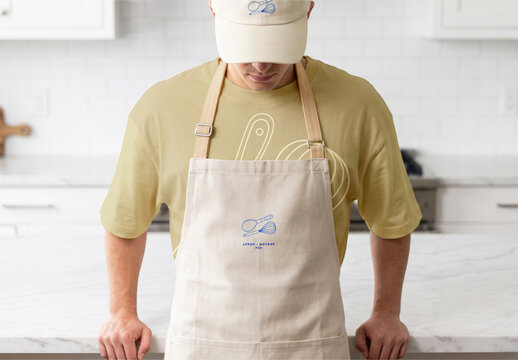 Kitchen Apron and Cap Mockup